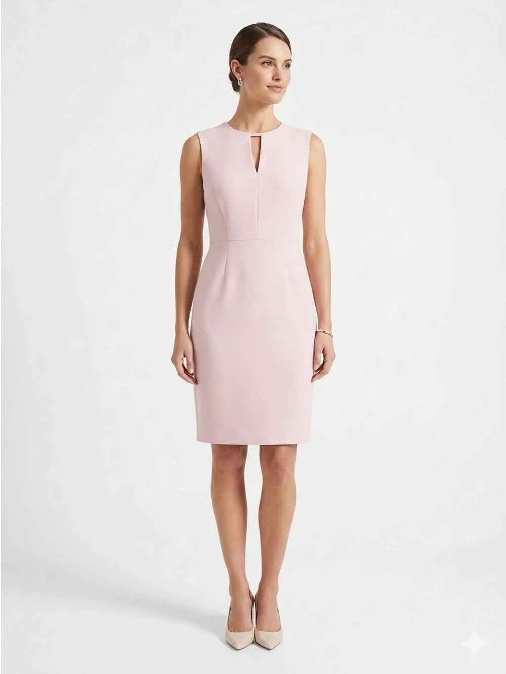 J. Crew Suiting Blush Pink Sleeveless Sheath Dress with Front Keyhole Size 8